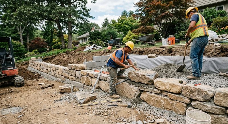 Landscape Wall Construction in Rockwall, TX